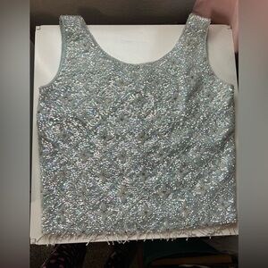 Regal 1950's Baby Blue Heavily Beaded Top MED - Hong Kong Floral Easter Cocktail